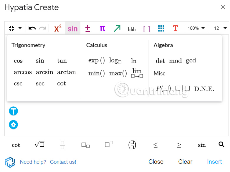 Biểu tượng toán từ Hypatia Create trong Google Slides