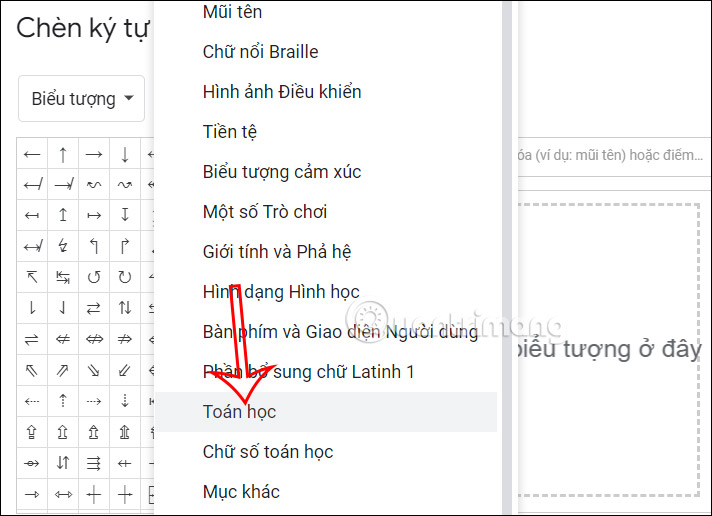 Ký tự Toán trong Google Slides
