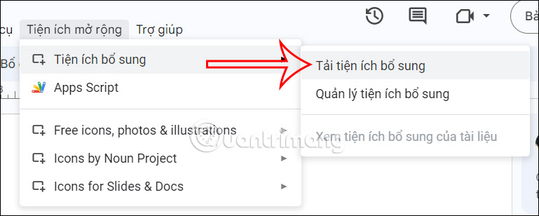 Tiện ích trong Google Slides