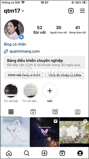 Giao diện Instagram