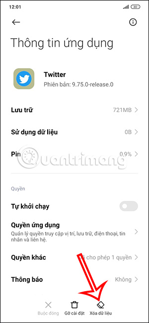 Xóa dữ liệu trên Twitter