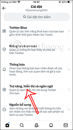 Chỉnh Trợ năng trên Twitter