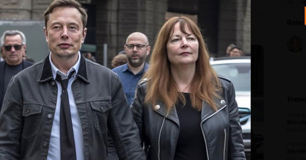 AI tạo ra bức ảnh giả tỉ phú Elon Musk bên bà Mary Barra, tổng giám đốc điều hành General Motors. Ảnh: DW.