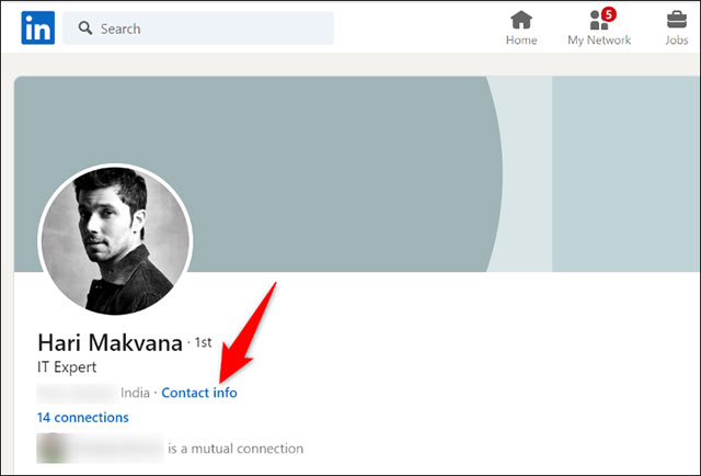 Nhấp vào “Contact Info