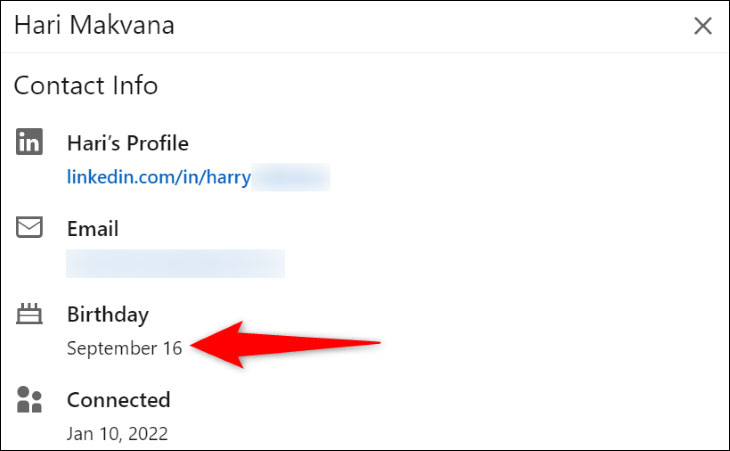 Trong phần “Birthday”