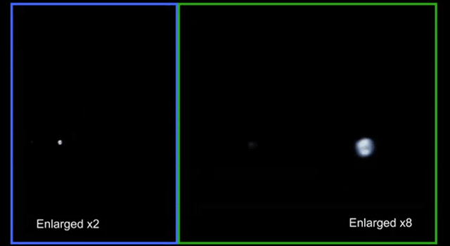 Năm 2013, một chiếc máy ảnh được gắn bên ngoài tàu vũ trụ đã chụp lại toàn bộ cảnh tượng Juno bay ngang Trái Đất và Mặt Trăng với khoảng cách hơn 965.000 km. Khi đó, tàu vũ trụ Juno đã đi ngang qua Trái Đất để thực hiện kỹ thuật “gravity assist”, lợi dụng trọng lực nhằm tăng vận tốc cho tàu vũ trụ. Ảnh: NASA.