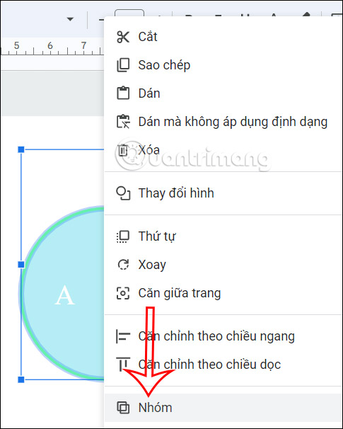 Nhóm đối tượng trong Google Slides