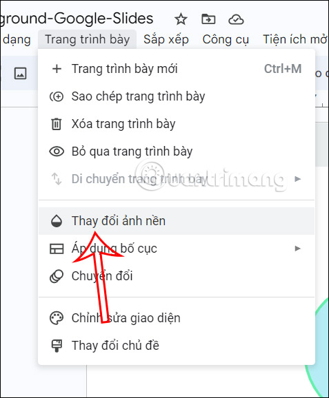 Chọn ảnh nền Google Slides