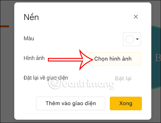 Cài ảnh nền Google Slides