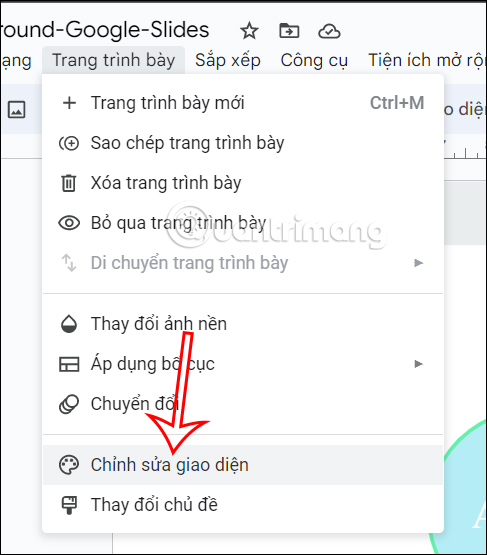 Chỉnh sửa giao diện Google Slides
