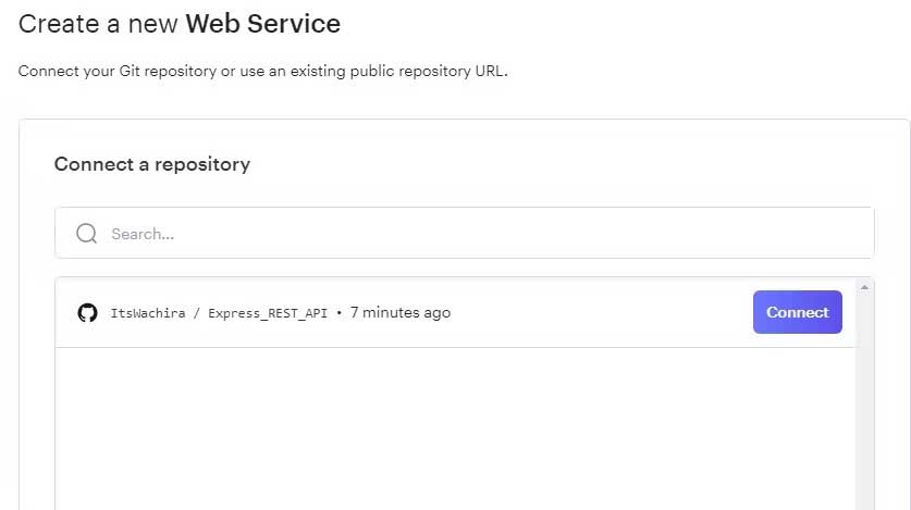Tạo dịch vụ web mới trên Render
