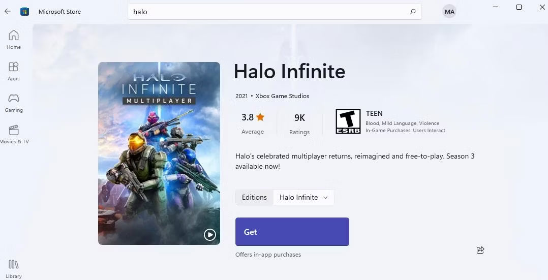 Game Halo Infinate trong Microsoft Store