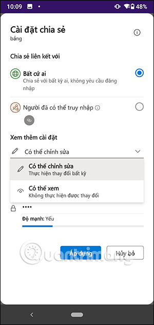 Đặt mật khẩu file chia sẻ