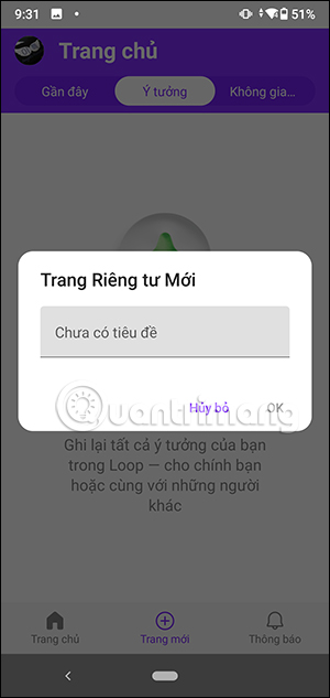 Nhập tên cho trang mới