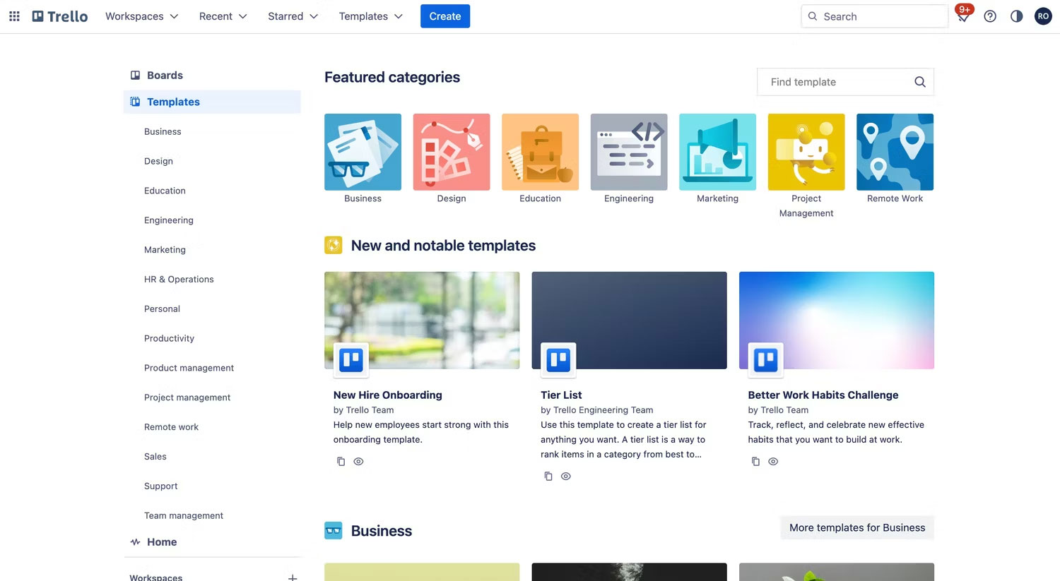 Bảng template Trello