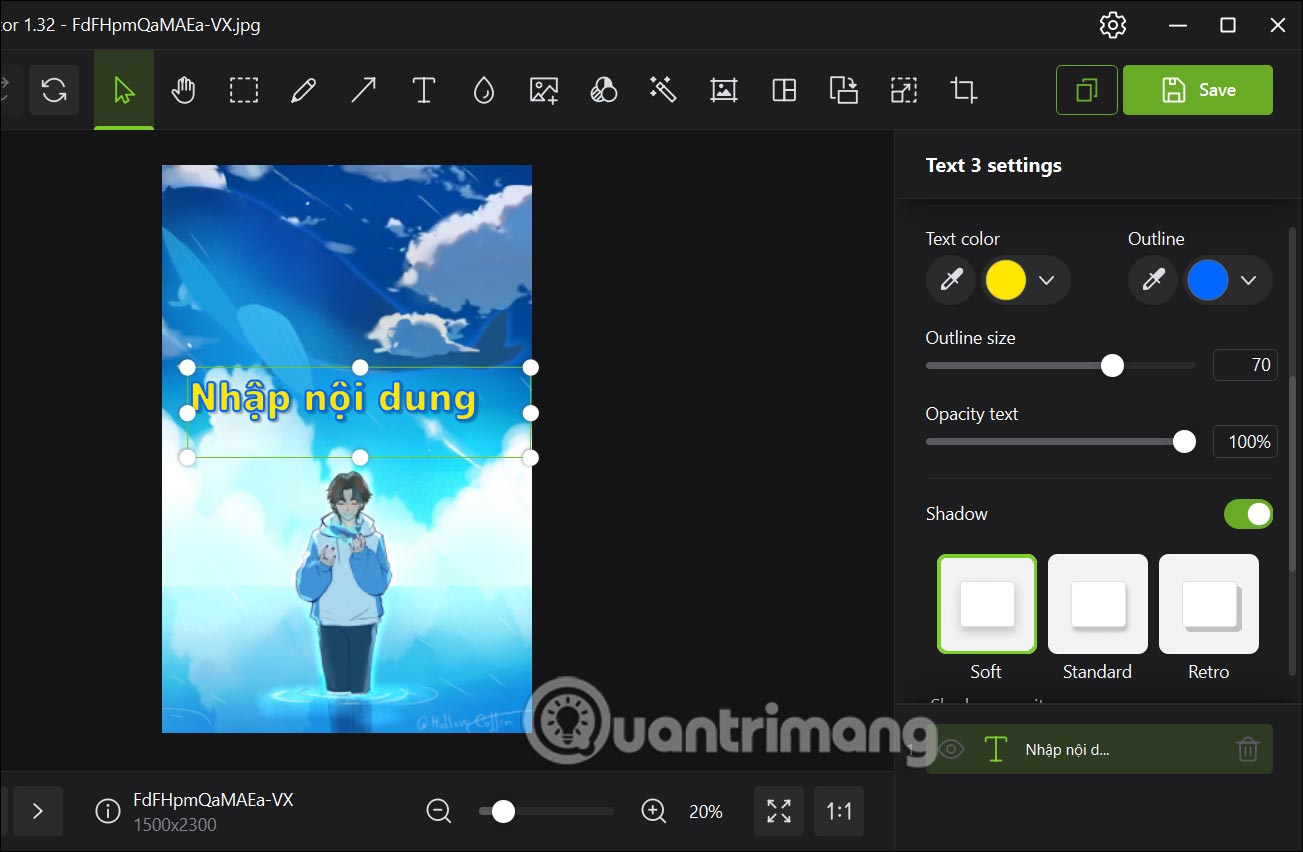 Viết chữ lên ảnh trên Icecream Photo Editor