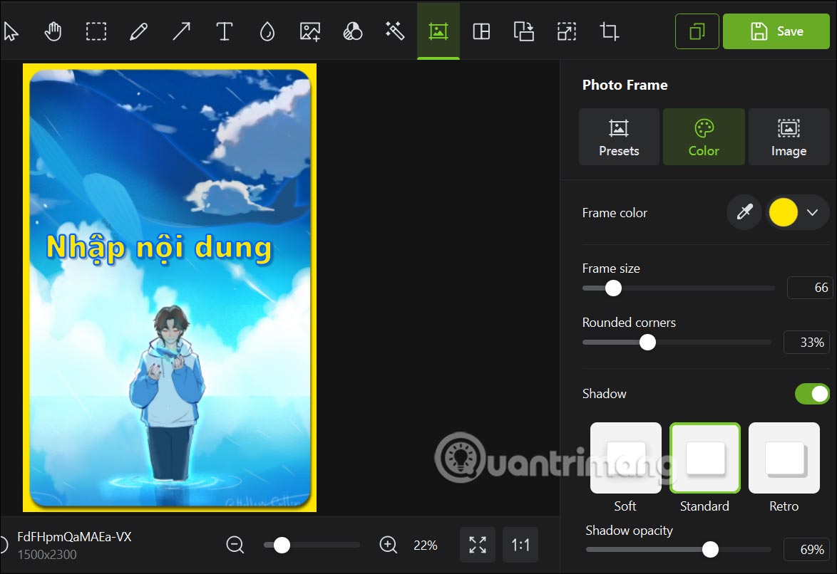 Tạo khung ảnh trên Icecream Photo Editor