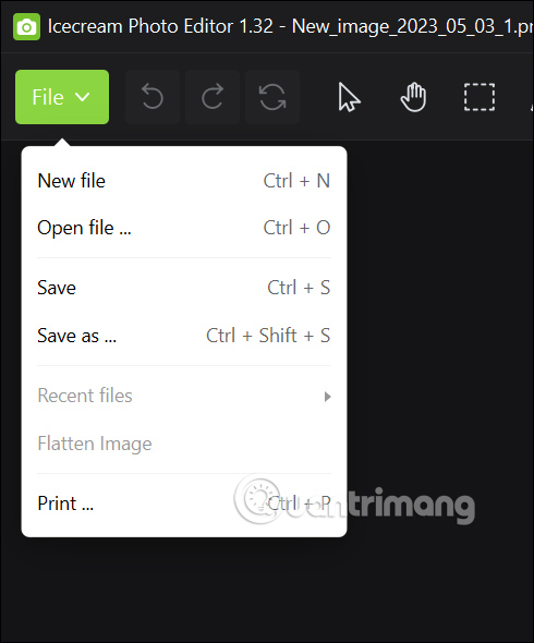 Tải ảnh trên Icecream Photo Editor