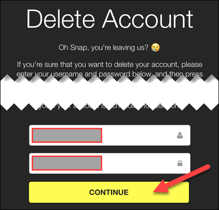 Truy cập trang xóa tài khoản Snapchat