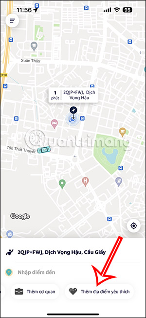 Thêm địa điểm ưa thích Taxi Xanh SM