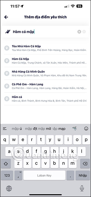 Tìm địa điểm trong danh sách