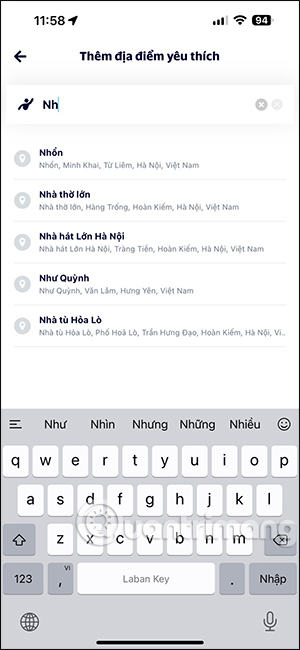 Danh sách địa điểm trên Taxi Xanh SM
