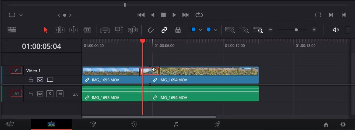Hiệu ứng chuyển tiếp không thể đặt trên timeline