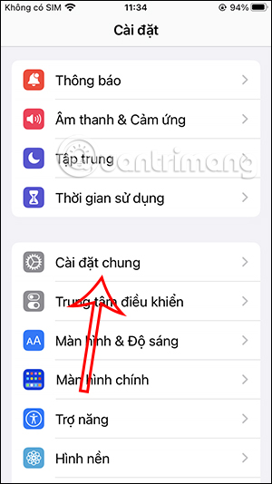 Cài đặt chung trên iPhone