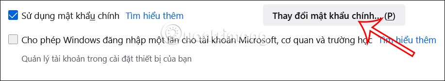 Đổi mật khẩu chính trên Firefox