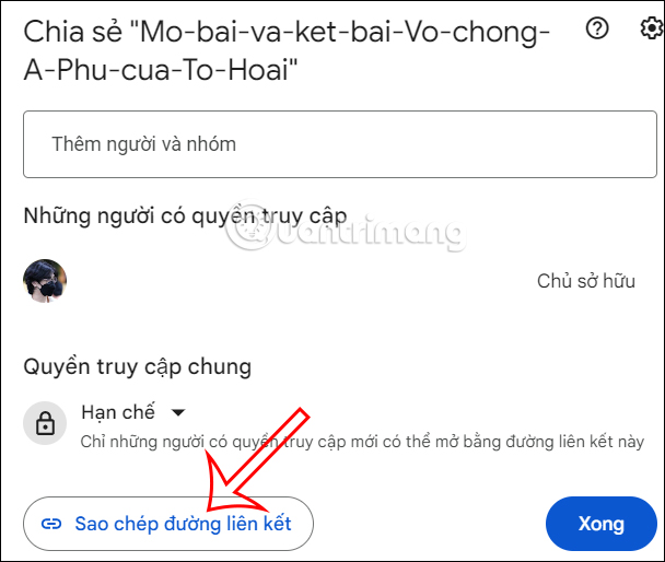 Chỉnh quyền chia sẻ tài liệu Google Docs