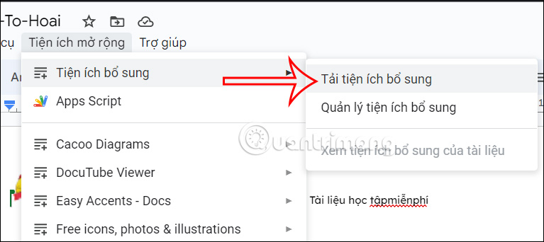 Tiện ích bổ sung Google Docs