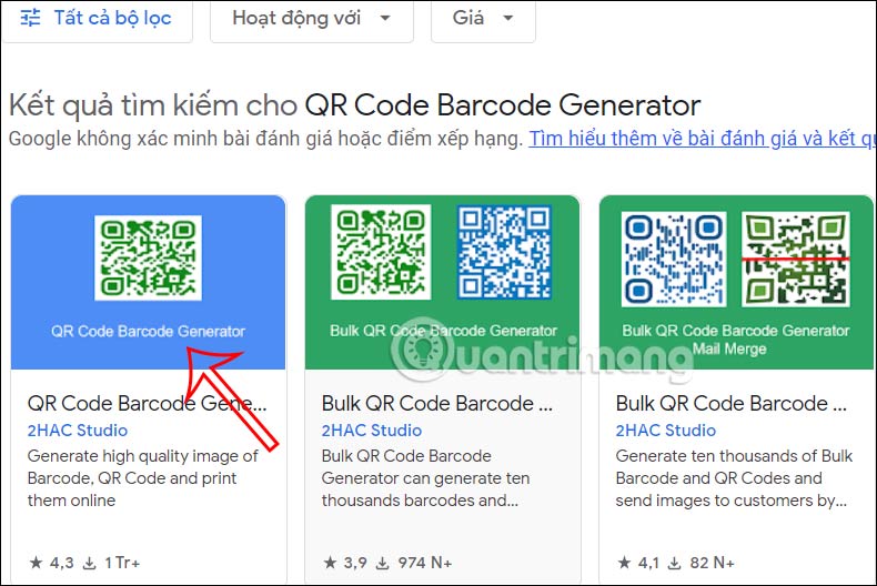 Cài tiện ích QR Code Barcode Generator Google Docs