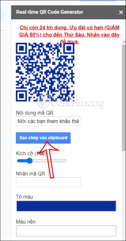 Mã QR trên QR Code Barcode Generator