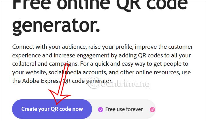 Trang web Adobe QR Code Generator