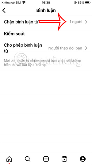 Danh sách chặn bình luận Instagram
