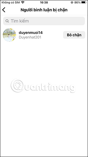 Tài khoản Instagram chặn bình luận