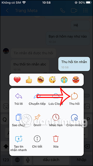Thu hồi tin nhắn Zalo