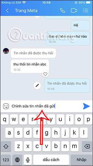 Thay nội dung tin nhắn Zalo