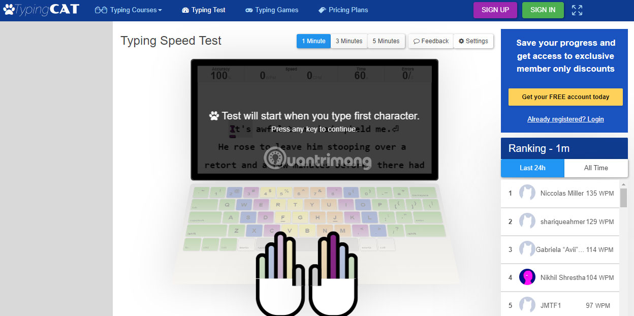 TypingCat Typing Speed Test