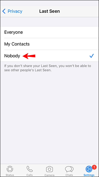 Tắt status online WhatsApp iPhone