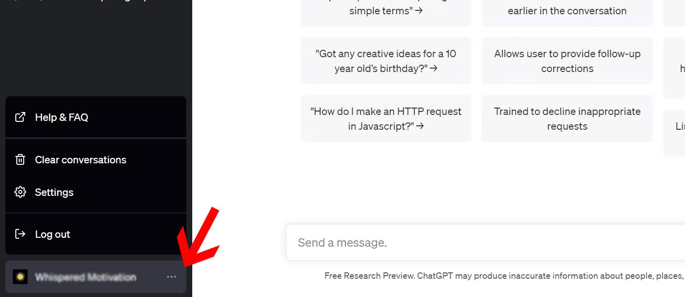 Giao diện ChatGPT