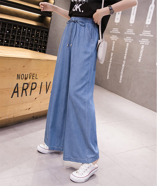 Quần denim ống rộng