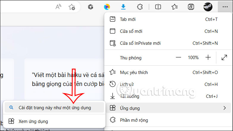 Cài đặt Bing Chat như ứng dụng