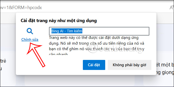 Thay đổi lại Bing Chat ứng dụng 