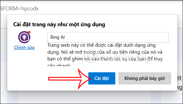 Cài đặt ứng dụng Bing Chat 