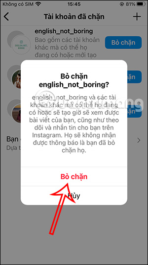 Bỏ chặn tài khoản Instagram hàng loạt