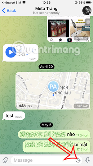 Giao diện nhắn tin Telegram