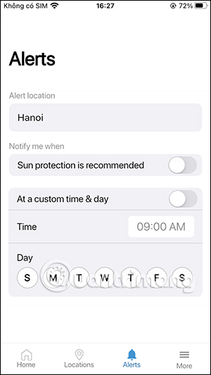Bật cảnh báo trên ứng dụng