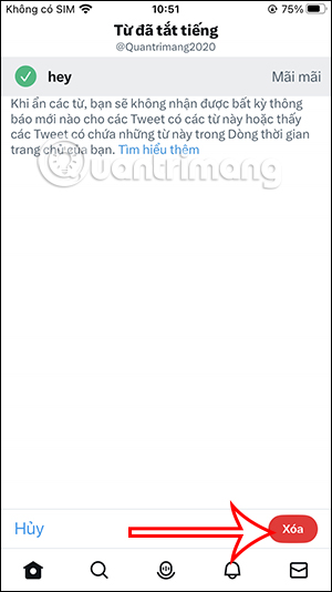 Bỏ chặn từ và hashtag Twitter