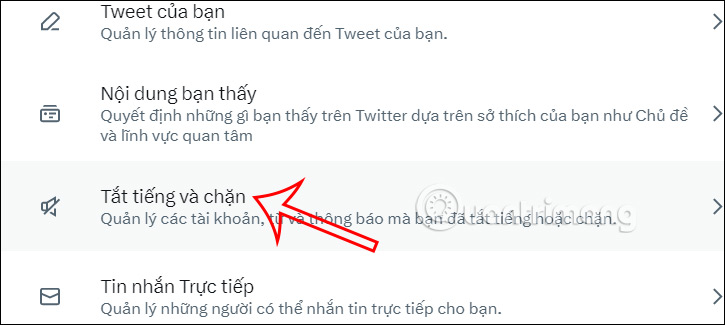 Chọn từ cần chặn Twitter PC
